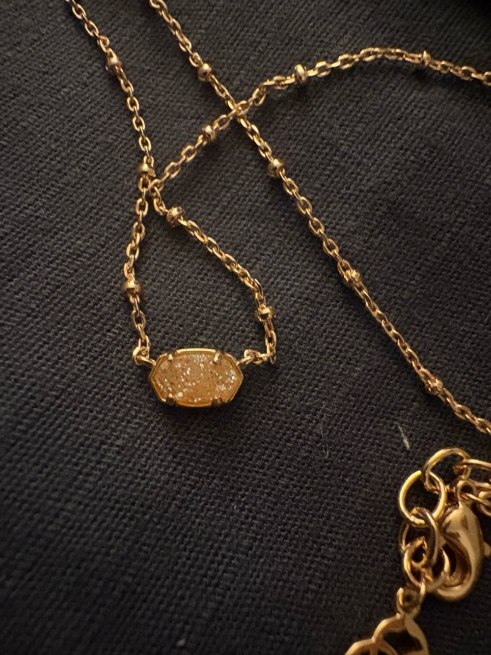 Kendra Scott Rose Gold Layered Beaded Necklace with Center Sandy Drusy Charm - Picture 4 of 7